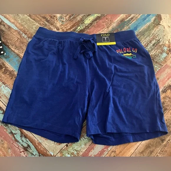 NWT Polo Ralph Lauren Mens Logo Drawstring Comfort Length Sleep Shorts Large - Picture 1 of 6